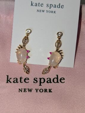 Kate Spade Pink Quartz Sea Crab Drop Earrings
